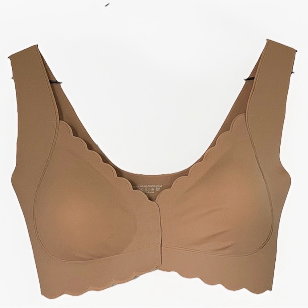 Seamless Scallop-Edge Nude Wireless Bra Womens XL